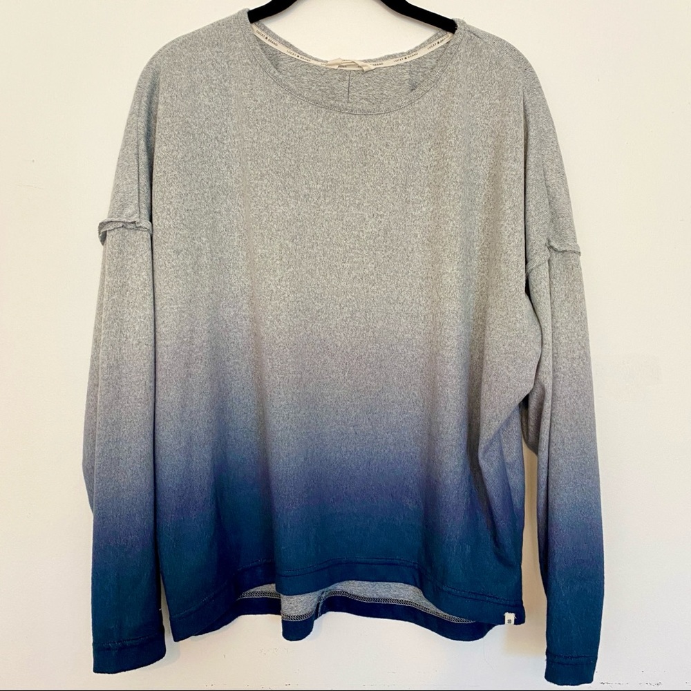 Lucky Brand Gray & Blue Ombre Pullover Sweater M